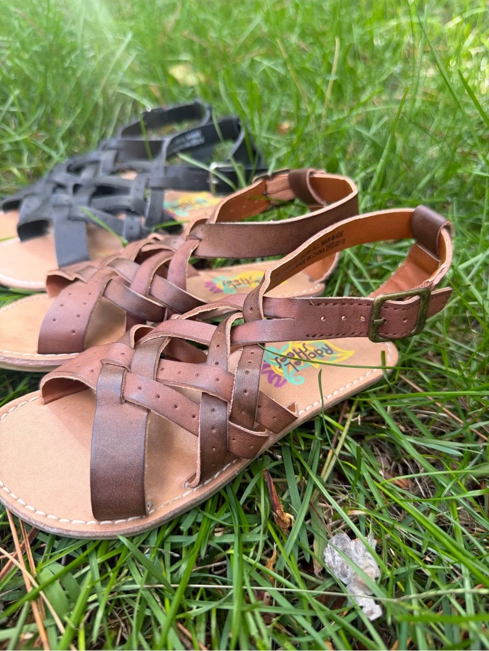 2 NEW PAIRS • Rachel Shoes Kids Size 9 Woven Gladiator Sandals • Black + Brown